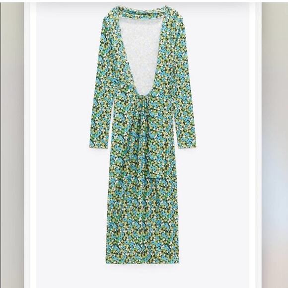 Zara Midi Floral Dress Size Medium - Picture 16 of 16